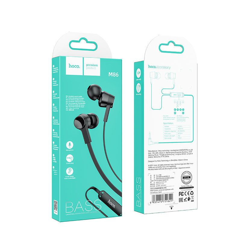 Наушники Внутриканальные hoco hoco M86 Oceanic universal earphones with ...