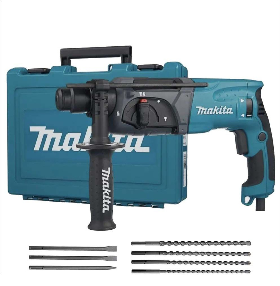 Makita перфоратор HR 2470. Сетевой ударный перфоратор 2.4 Дж, 780 Вт, 4500  уд/мин в кейсе с набором бит. - купить в интернет-магазине OZON с доставкой  по России (1400367530)