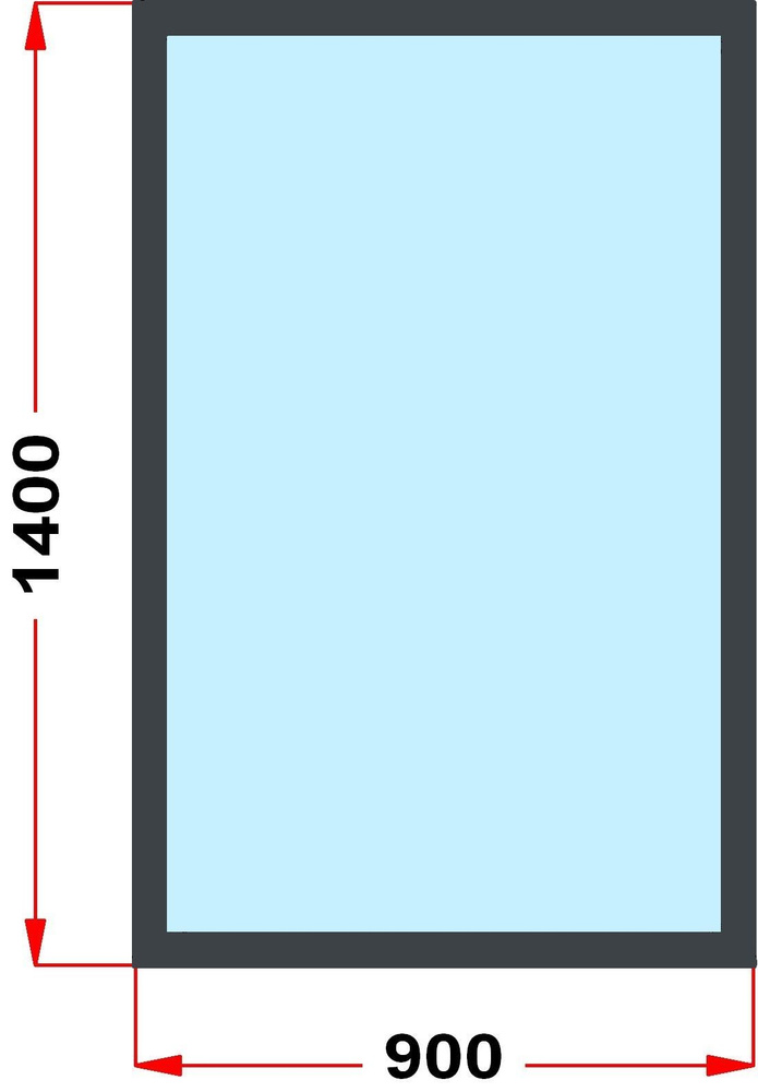 Окно из профиля Grunder 70 мм (1400 x 900), не открывающееся, стеклопакет 3 стекла, темно-серое снаружи, #1