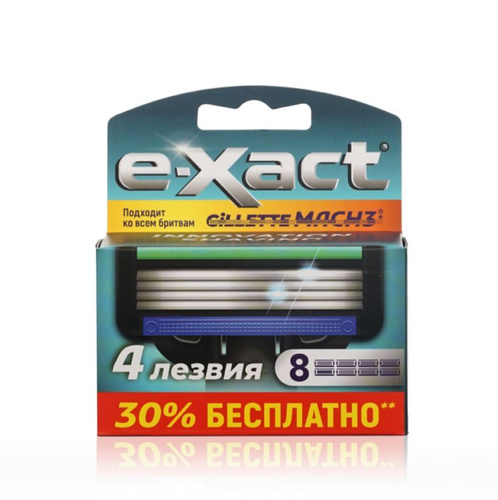 Сменные кассеты мужские E-Xact, 4 лезвия 8 штук - купить с доставкой по ...