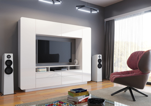 Стенка в гостинную NEO Глянец белый, 240х195х38,5 см, фасады МДФ ...