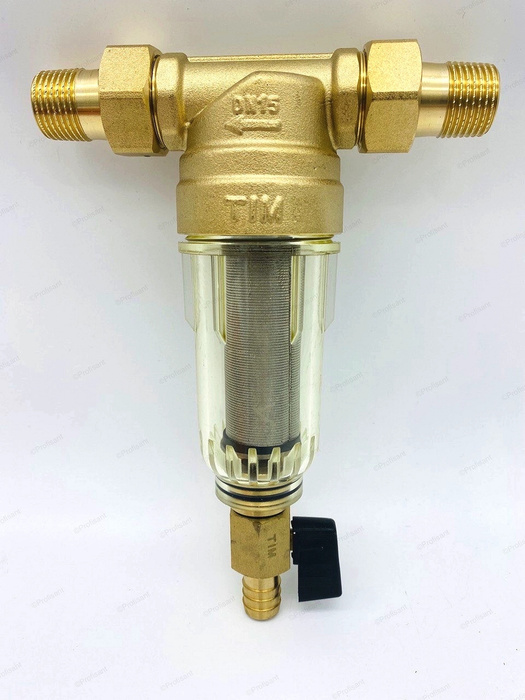 Фильтр самопромывной 1/2" НН с американками и сливным краном ...