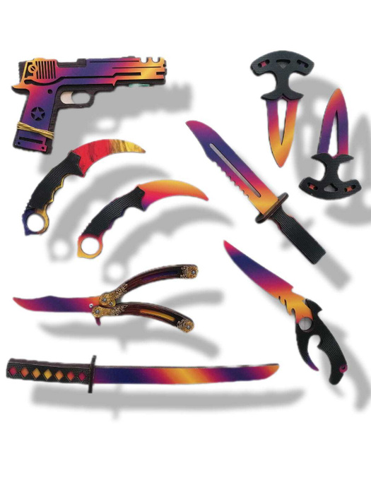 Набор детских ножей с пистолетом CS GO 9 предметов / подарочный набор .