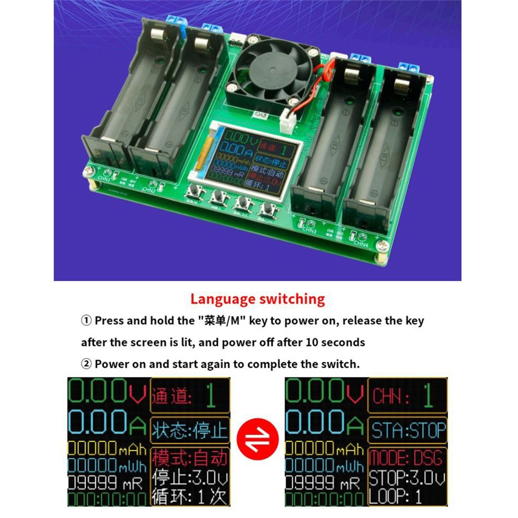 Модуль тестирования истинной емкости литиевой батареи 18650 с 4 ...