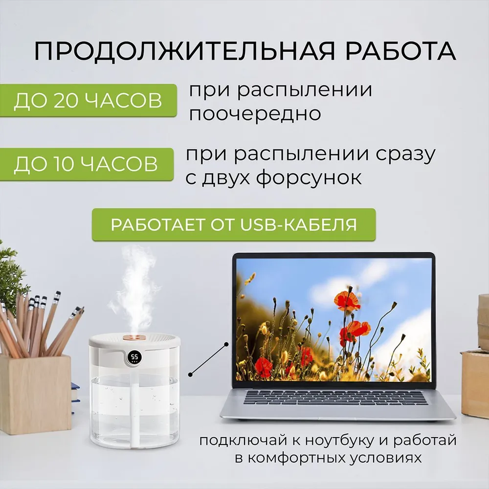 Увлажнитель воздуха для дома Humidifier К-15 ультразвуковой, белый,  прозрачный, 1.5 л купить по низким ценам в интернет-магазине Uzum (889476)