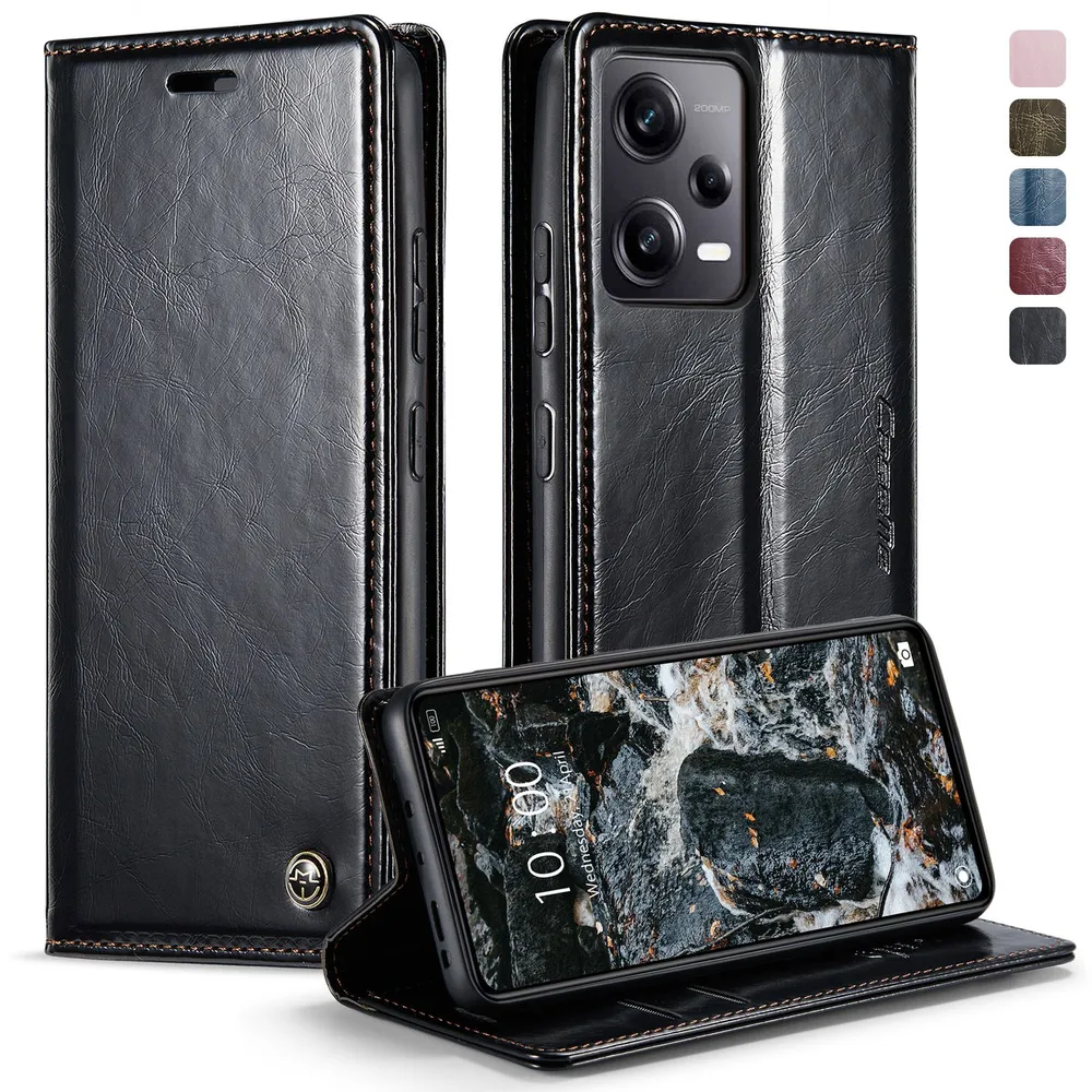 Caseme Кожаный книжка чехол для Xiaomi Redmi Note 12 Pro Plus+ 5G /Сяоми Нот 12 Про + Редми Нот 12 Про 5G с визитницей из экокожи, 5 г, 5 г