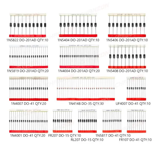 200 шт быстро переключающийся диод Шоттки комплект 1N4001 1N4004 1N4007 1N5408 UF4007 FR207 1N5817 1