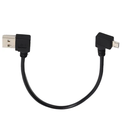 Кабель USB A на Micro USB, переходник с угловым разъемом, 24 см, черный, для зарядки и передачи данн