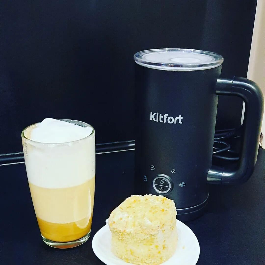 Капучинатор Kitfort КТ-779, черный, вспениватель молока, 4 режима ...