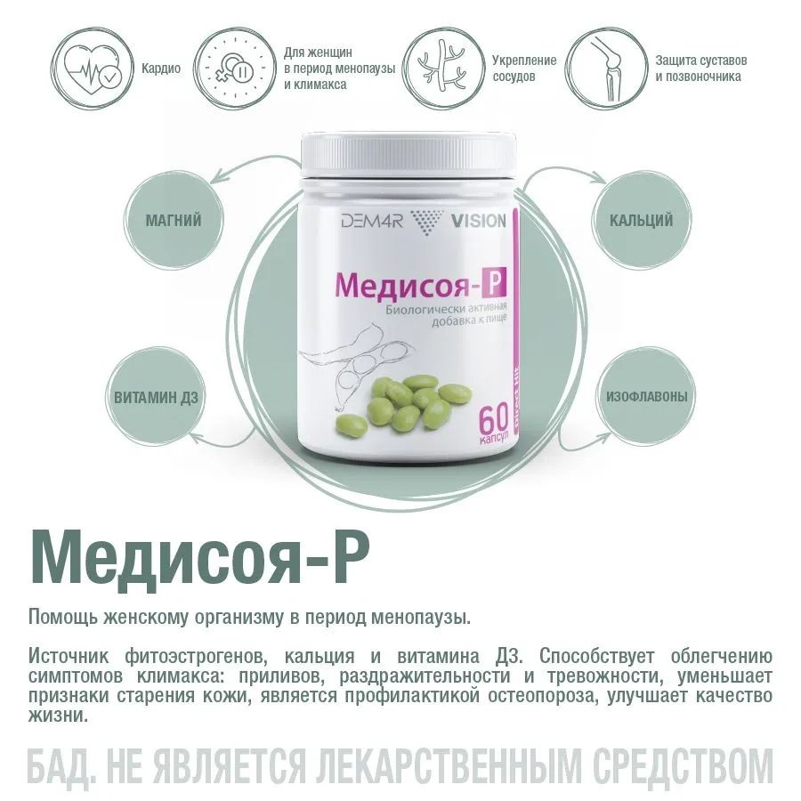 Витамины при климаксе - изофлавоны сои, фитоэстрогены DEM4R Медисоя-Р в ...