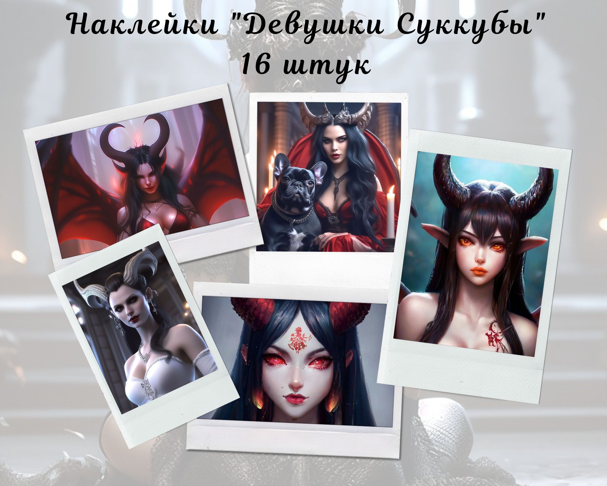 Наборнаклеекстикеров"Девушкисуккубы"16штук4,5x6,5смдлятелефона,ежедневника,ноутбука