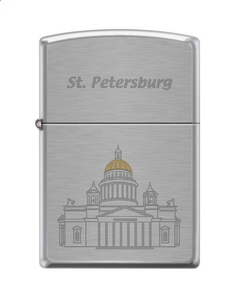 ZIPPO бензиновая зажигалка Исакиевский собор Brushed Chrome мм #1