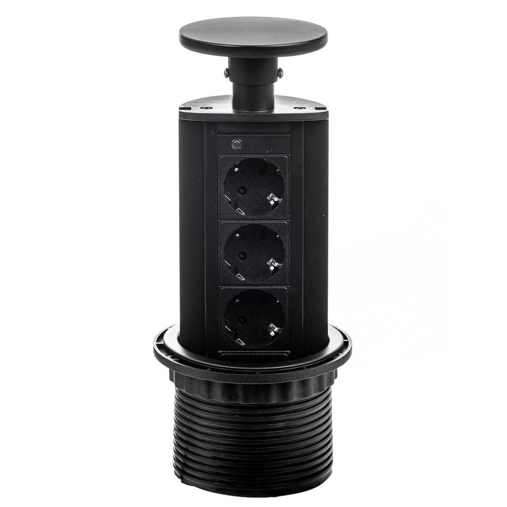 Выдвижная розетка WARD BLACK (чёрная, на 3 розетки, подходит для ...