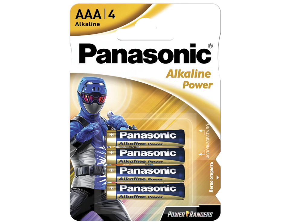 LR03REB/4BPRPR Батарейки Panasonic AAA щелочные Power Rangers Alkiline power в блистере 4шт  #1