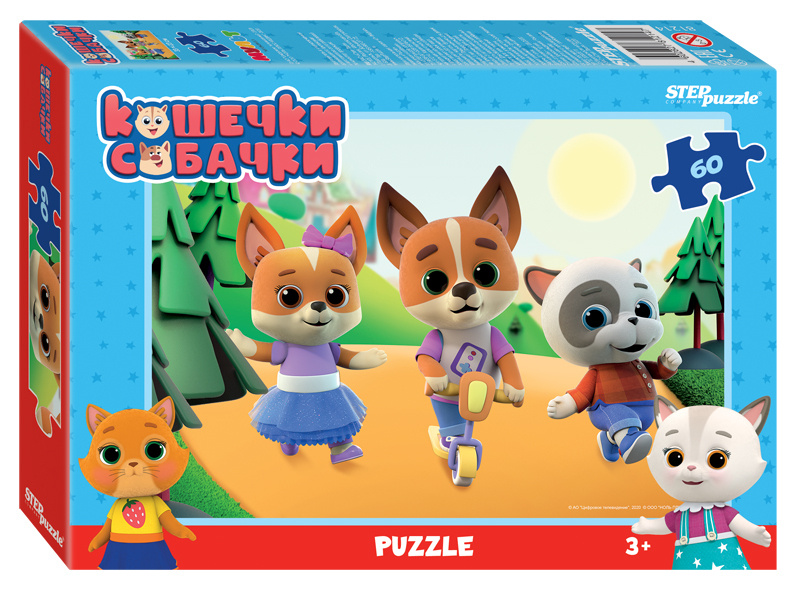 Пазл для детей Step puzzle 60 деталей, элементов: Кошечки и собачки #1