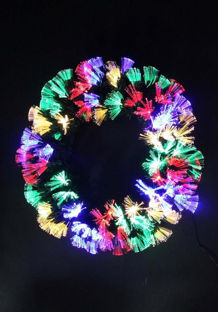 Венок рождественский оптоволоконный, цвет микс, диаметр 50 см  #1