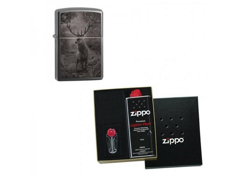 Зажигалка ZIPPO Classic Black Ice 49059 в подарочной упаковке + топливо и кремни  #1