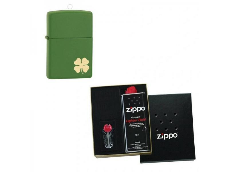 Набор зажигалка ZIPPO Classic Moss Green Matte в подарочной упаковке + топливо и кремни  #1