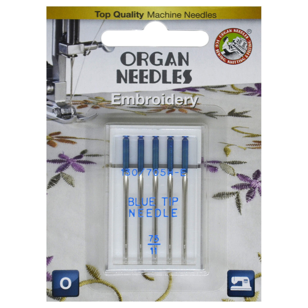 Иглы Organ blue tip needle вышивальные к бытовым швейным машинам №75 (5 шт.)