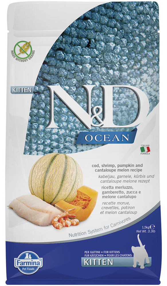 Сухой корм FARMINA CAT N&D OCEAN KITTEN COD, SHRIMP, PUMPKIN ...