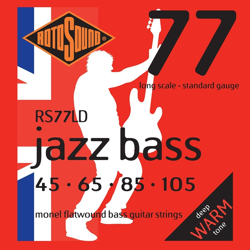 ROTOSOUND RS77LD JAZZ BASS FLATWOUND STRINGS MONEL струны для бас-гитары, монель, плоская обмотка, 45-105 #1