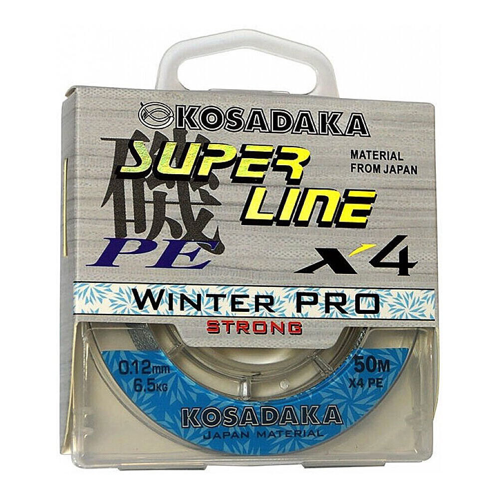 Зимний плетеный шнур Kosadaka "SUPER LINE PE X4 Winter PRO" 50м, цв.светло-серый, 0,08мм, 4,9кг  #1