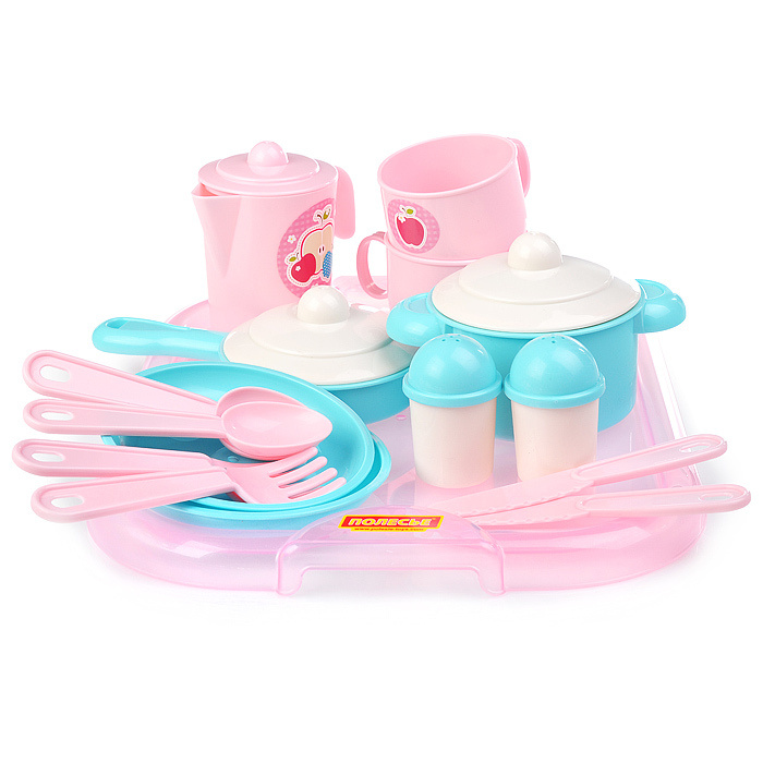 Игровой набор детской посуды "Хозяюшка" с подносом на 2 персоны (V4 ...