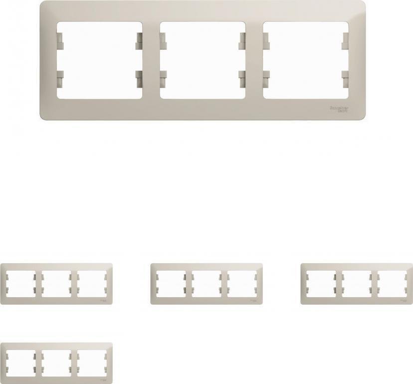 Рамка Schneider Electric Glossa трехместная горизонтальная молочный (комплект из 4 шт)  #1