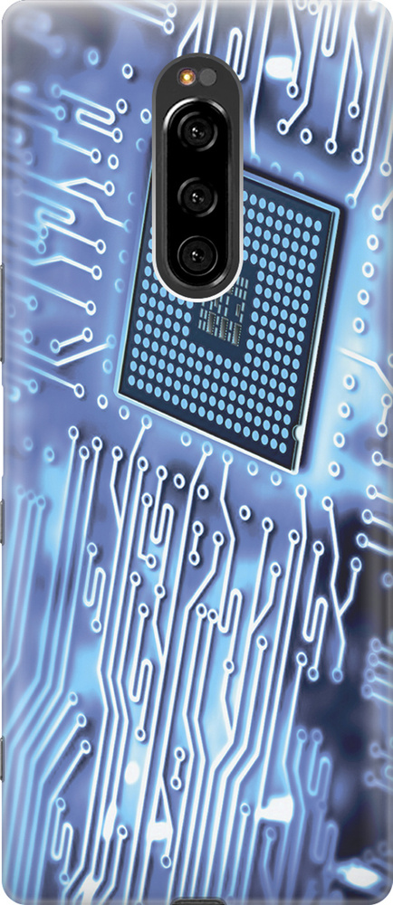 Силиконовый чехол Голубая микросхема на Sony Xperia 1 / XZ4 / Сони ...