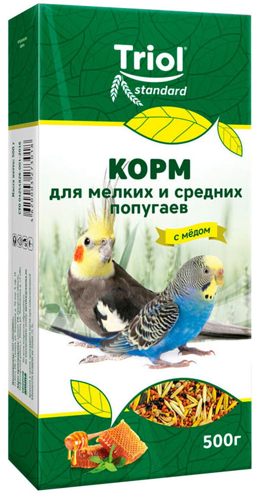 Корм для птиц TRIOL STANDARD корм для средних и мелких попугаев с медом (500 гр)  #1