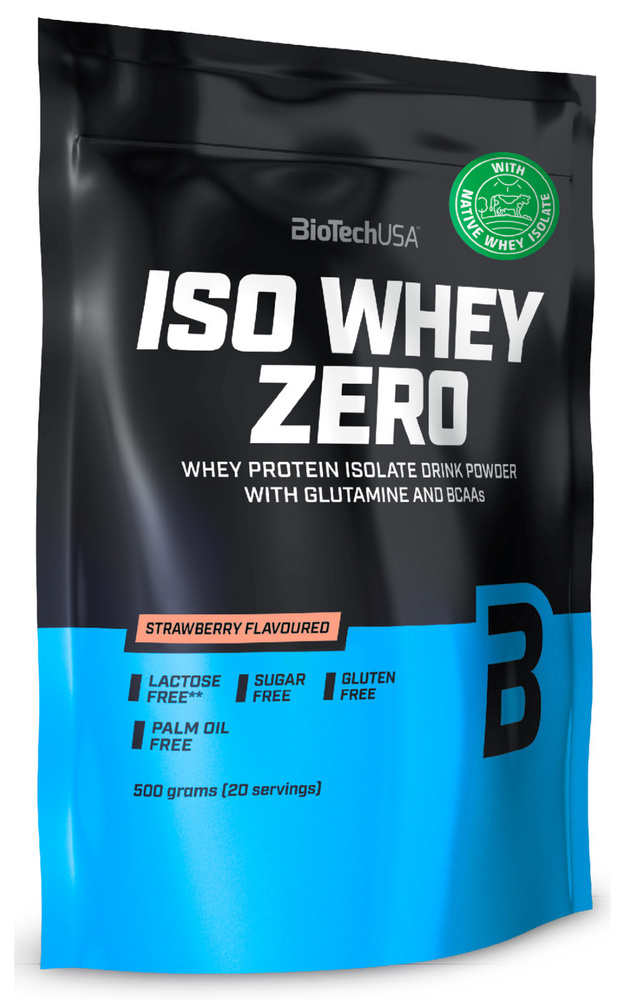 Сывороточный протеин изолят BioTechUSA Iso Whey Zero 500 г. клубника ...