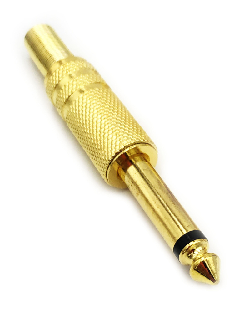 Разъем аудио 6.35мм штекер моно металл "позолоченный" на кабель ...