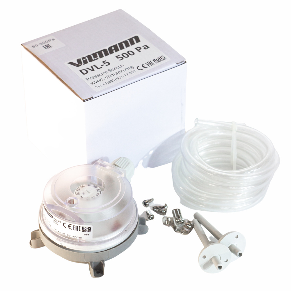 Датчик-реле перепада давления вентиляция DVL-500 / DPD-5 с контактором, диапазон от 50 до 500 Па IP54 #1