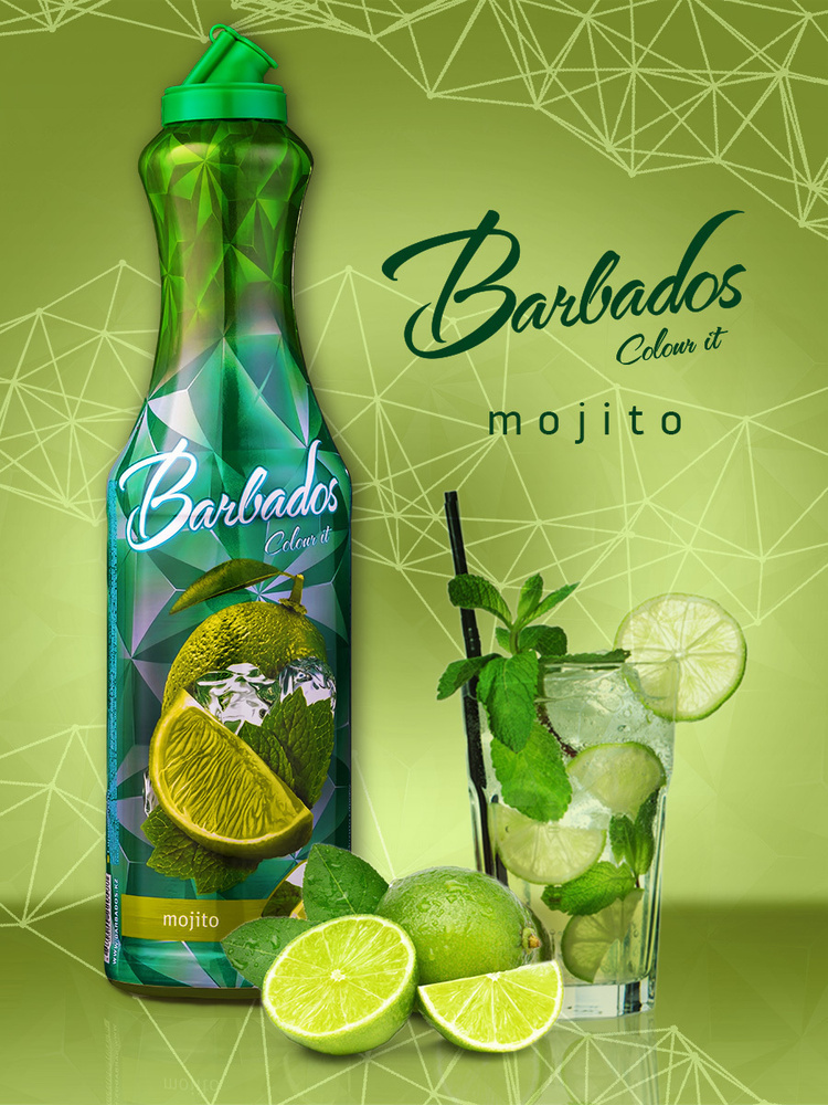 BARBADOS Сироп Мохито, натуральный вкус с ароматом мяты, для коктейлей и лимонадов, ХИТ ПРОДАЖ  #1