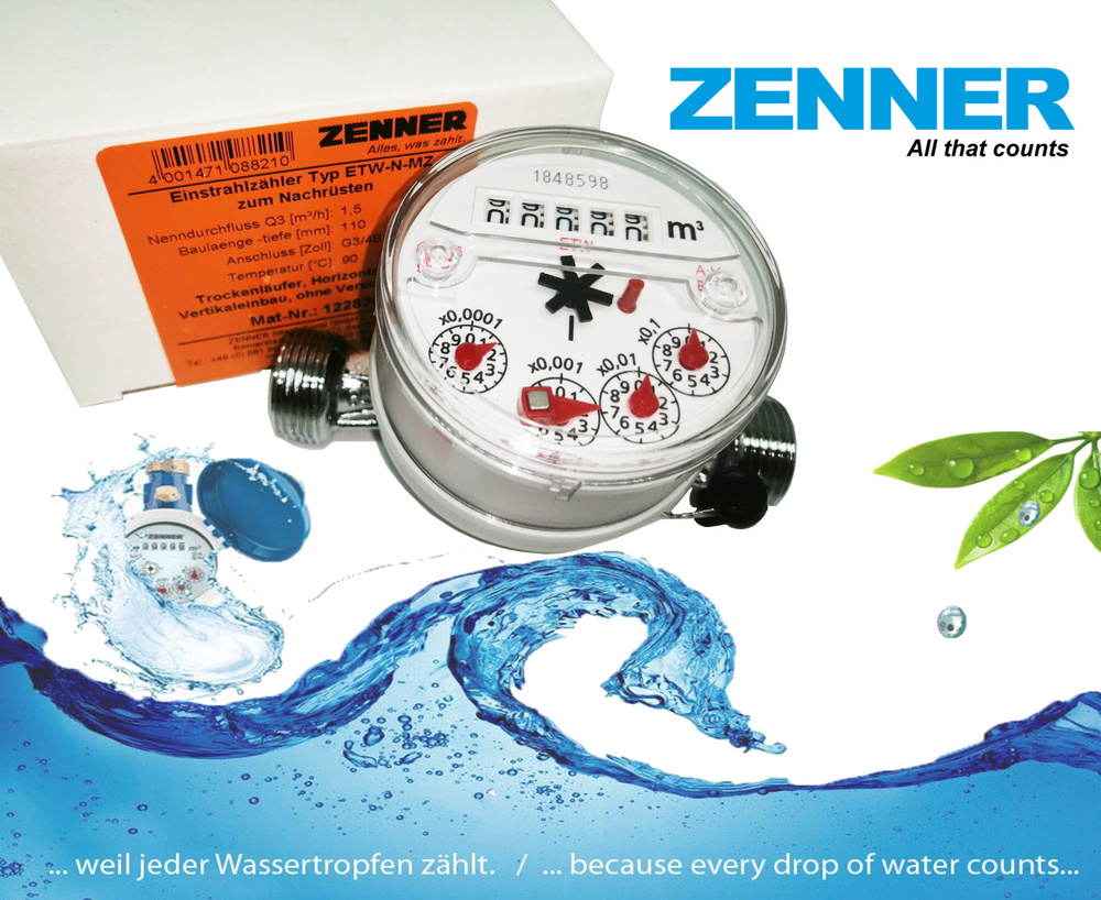 Водомеры отзывы. Счетчик воды ETW-N Zenner. Счетчики воды Zenner ETW. Счетчик воды ETW 48241-11. Счетчики Zenner крыльчатые разновидности расшифровки.