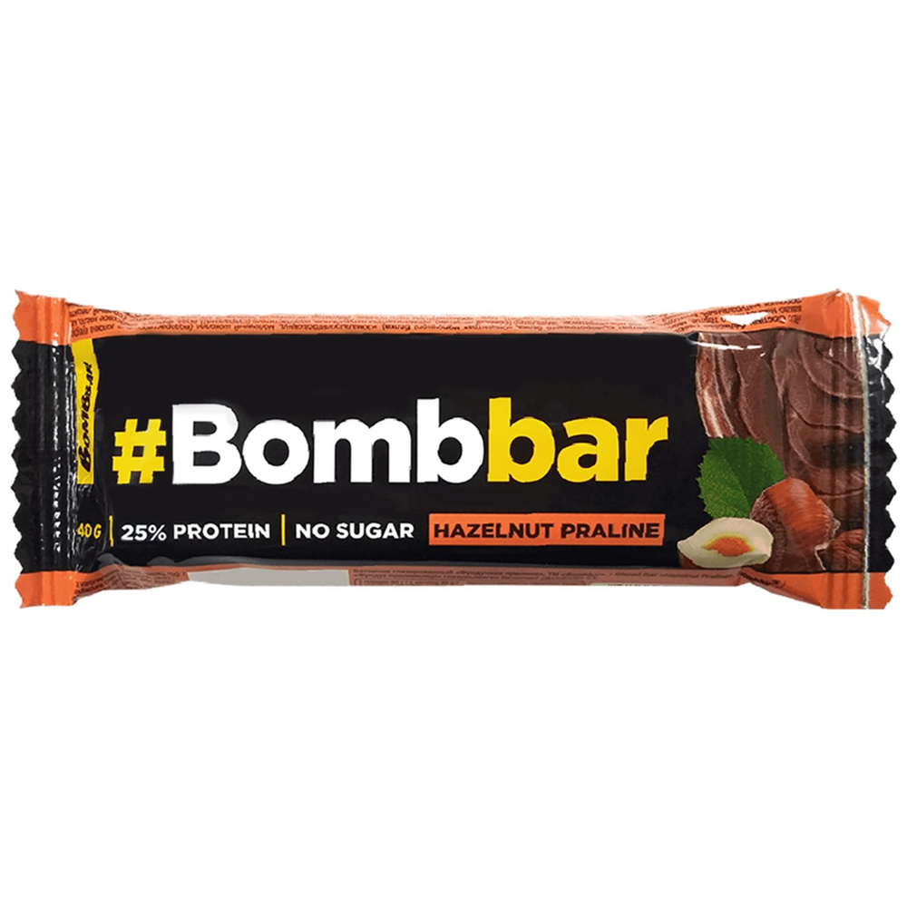 Батончик протеиновый BOMBBAR Фундучное пралине, в шоколаде, 40 г - 10 шт.  #1