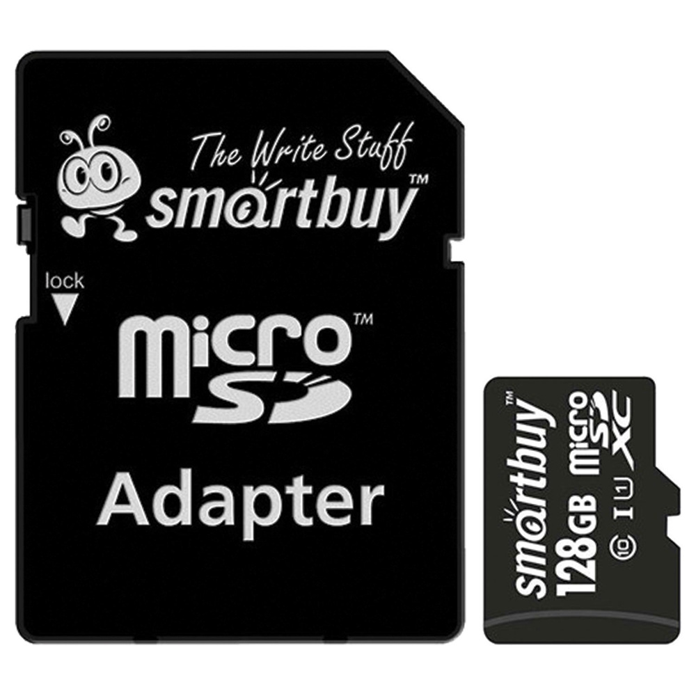 Карта памяти micro SDXC, 128 GB, SMARTBUY, UHS-1 U1, 80 Мб/сек. (class 10), с адаптером, SB128GBSDCL1001, #1