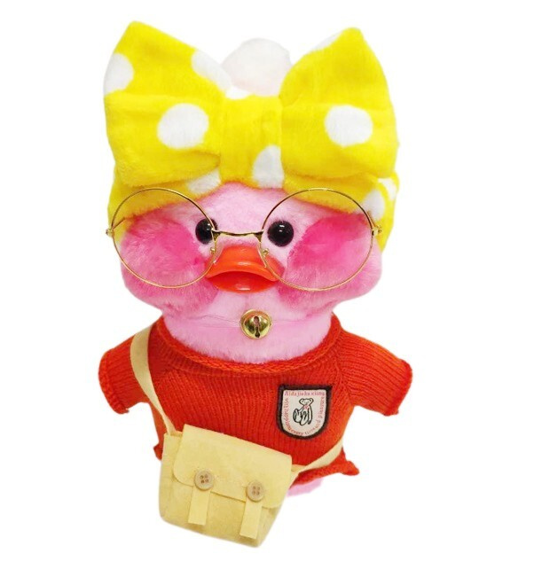 Утка мягкая игрушка / Плюшевая уточка lalafanfan duck / Утенок в очках ...