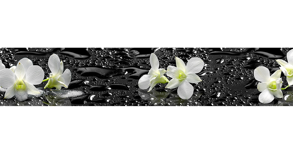 Универсальная самоклеящаяся пленка для кухни "Белая орхидея на камнях 1012" 2000*600 мм, с 3D защитным #1