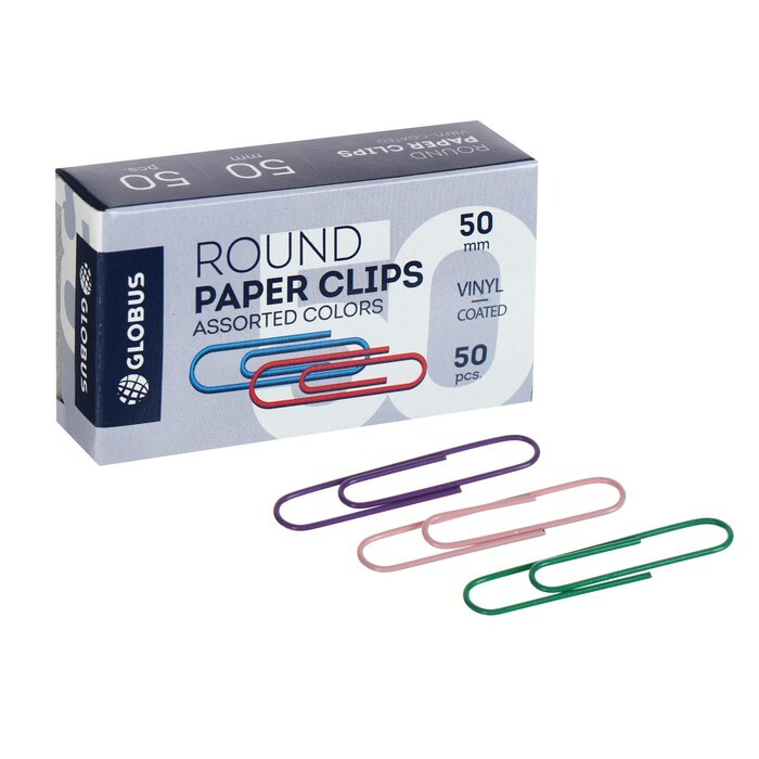 Скрепки канцелярские GLOBUS, 50 шт., 50 мм, цветные - купить с ...