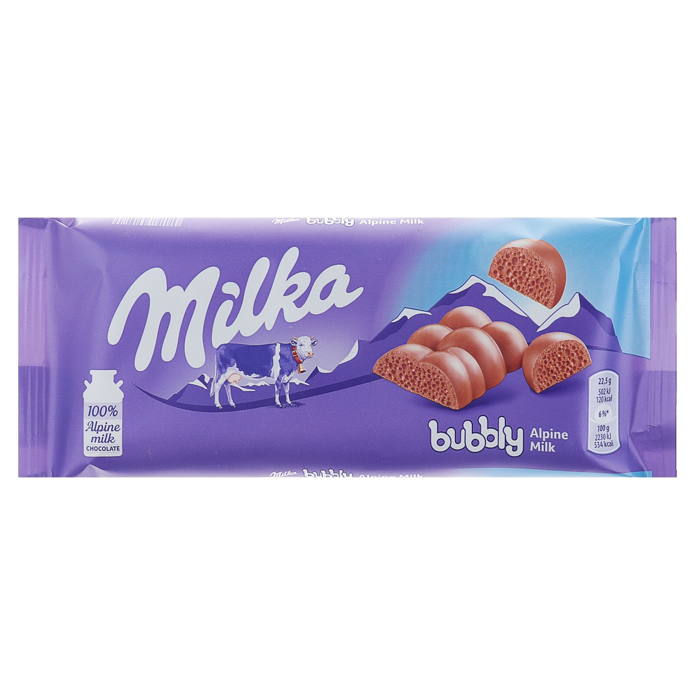 Молочный шоколад с пузырьками Milka Bubbly Milk Chocolate, 90 г (импорт)  #1