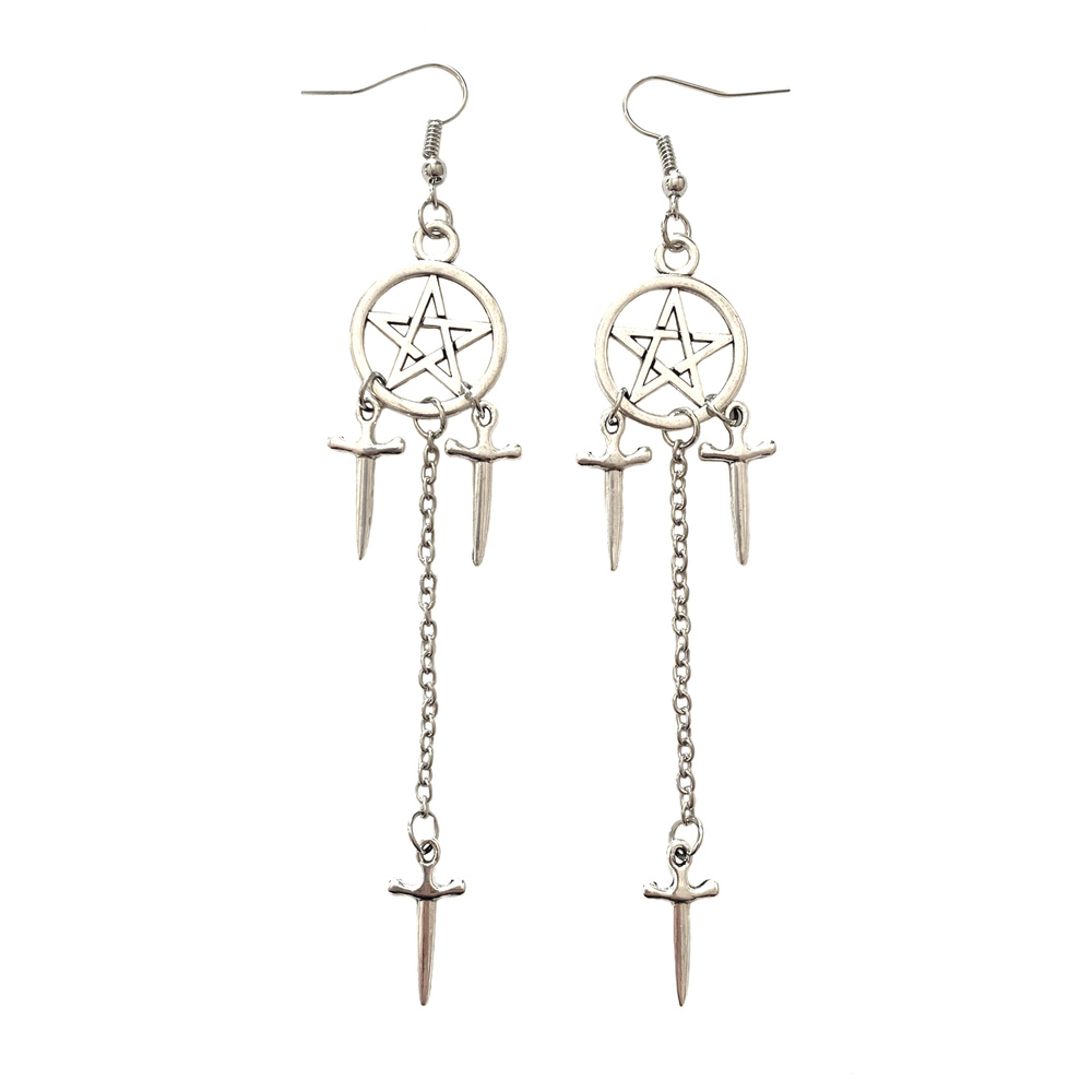 Серьги/ Пентаграмма/Клинок/Цепочка/Петелька/Подвесные - купить с ...