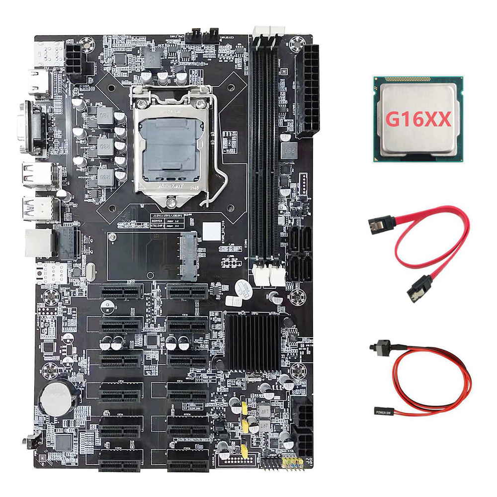 Материнская плата для майнинга B75 ETH 12 PCIE+G16XX CPU+кабель SATA ...