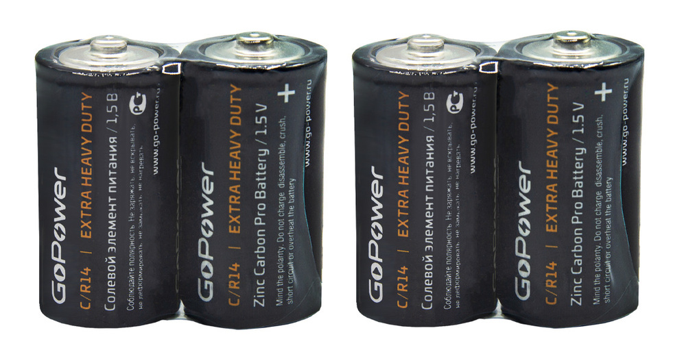 GoPower Батарейка C, Солевой тип, 1,5 В, 4 шт #1