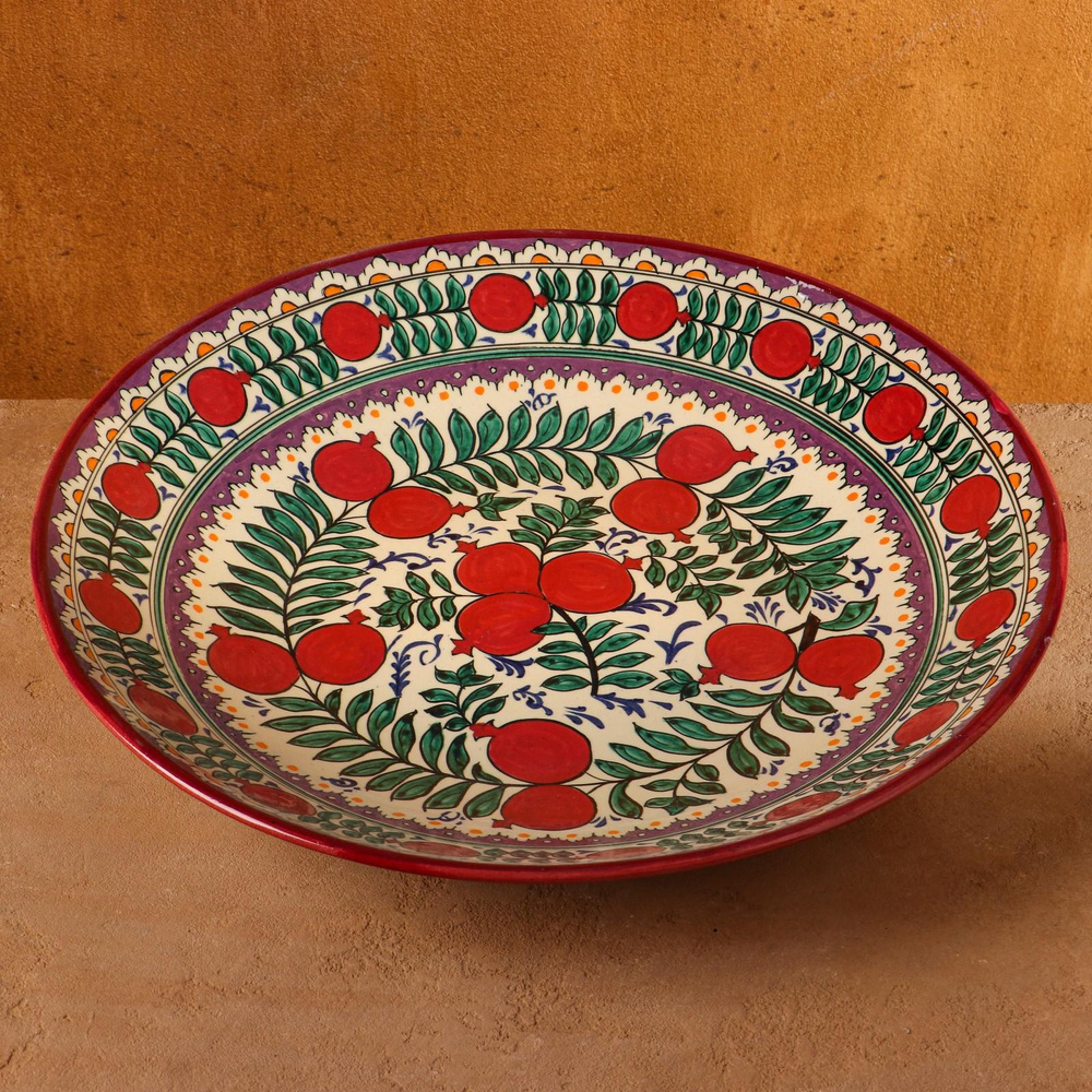 Ляган, блюдо для плова Шафран "Гранат" Риштанская Керамика, диаметр 41 см  #1
