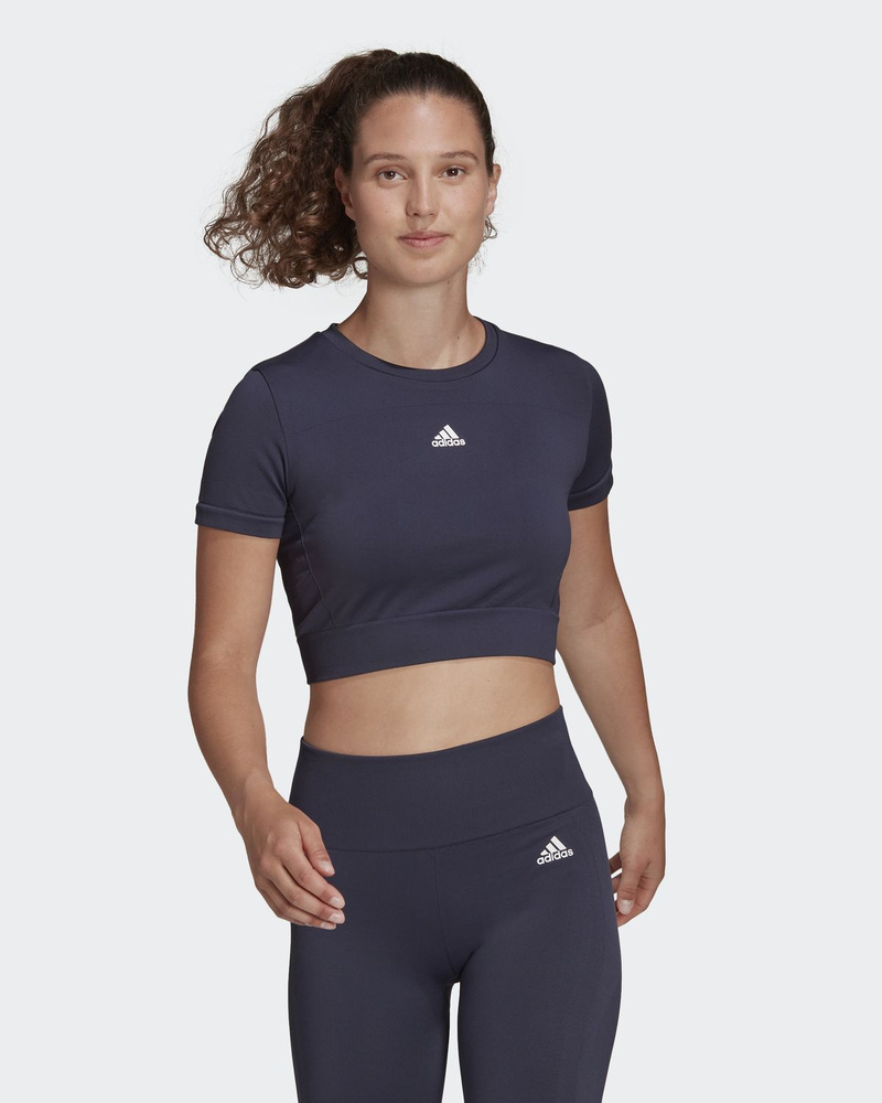 Adidas striped sale crop top