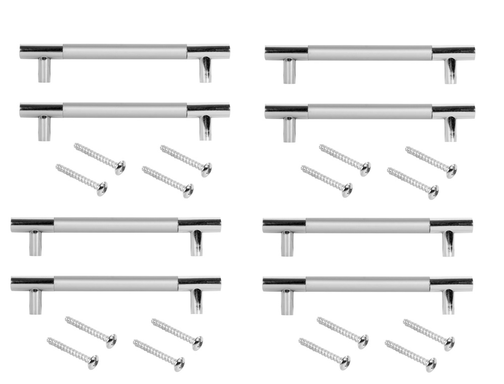 Ручка-рейлинг мебельная 128 мм, цвет серебристый, 8 шт #1