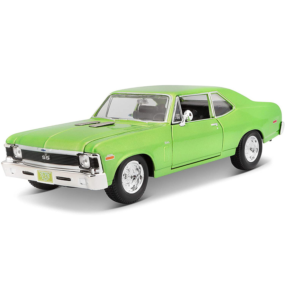 Машинка металлическая Chevrolet Nova SS 1970, открывающиеся двери и капот, вращающиеся резиновые колеса, #1