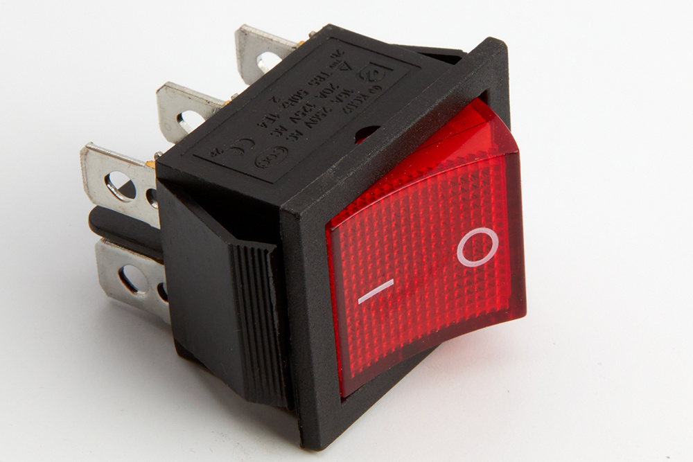 переключатель KCD2-202/N (6pin) 15A,220V ON-ON красный - купить с ...