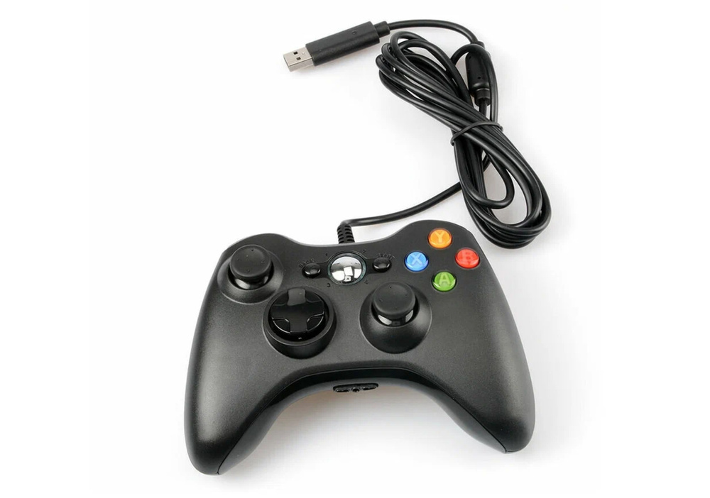 Джойстик (геймпад) проводной для Xbox 360 и PC Черный #1